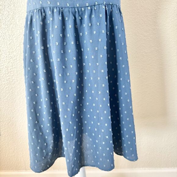 Loemes Floral Fit & Flare Dress Womens Size Large Blue Ruffle Strap Textured - Picture 5 of 15